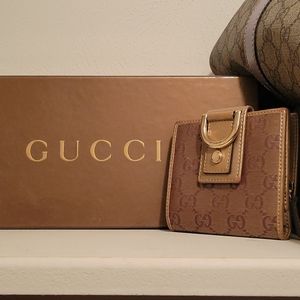 Authentic Gold  Gucci Monogram Wallet